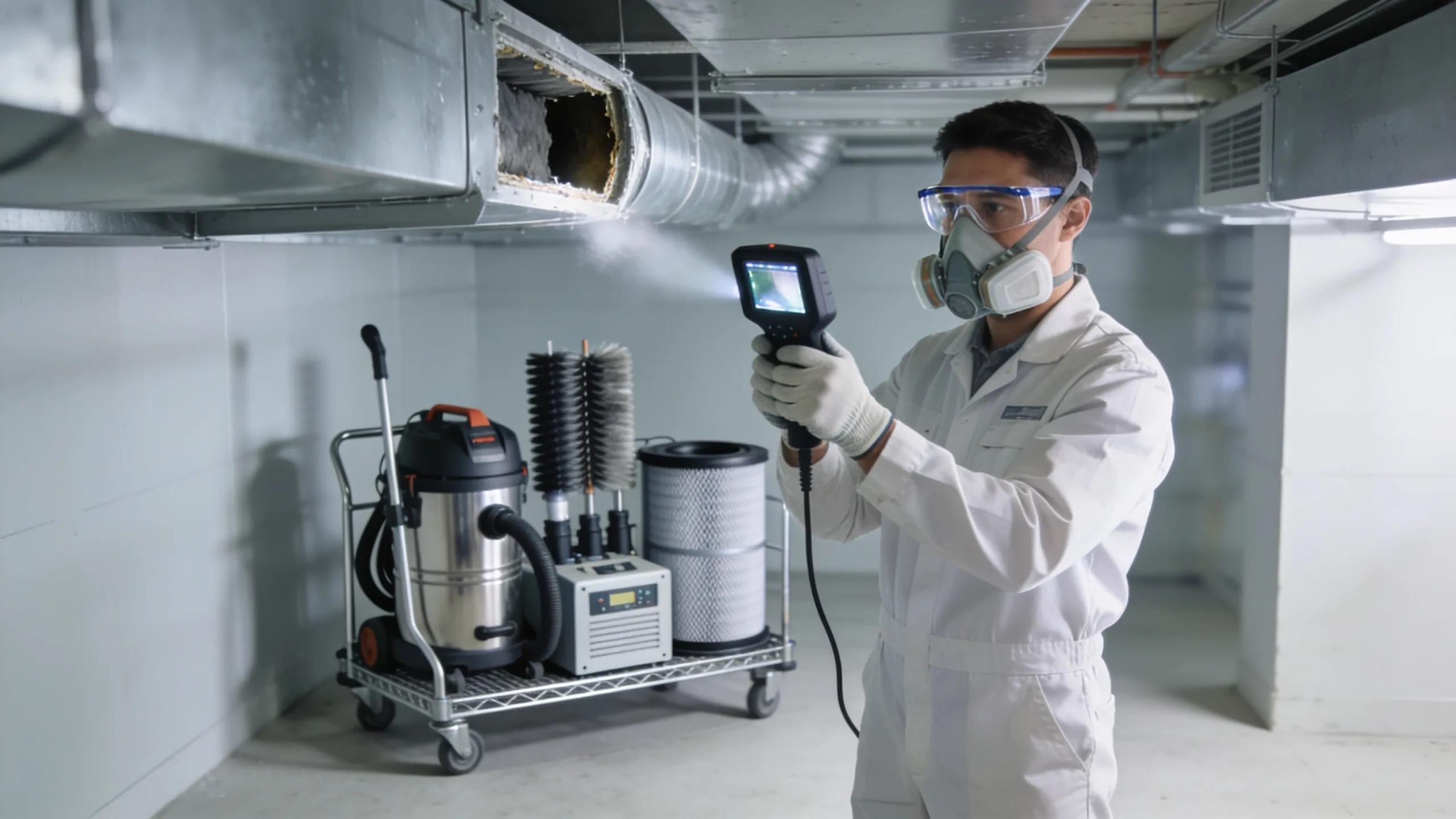 Affordable Air Duct Cleaning Cost for a Healthier Home 2 HVAC technician examining clean air ductwork illustrating efficiency benefits of professional maintenance
